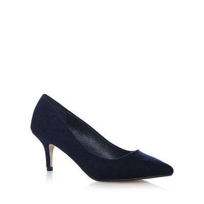 The Collection Navy textured pointed court shoes